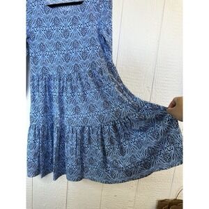 Lilly Pulitzer Medium Boat Neck Long Sleeve Turtle Print Blue Babydoll Dress